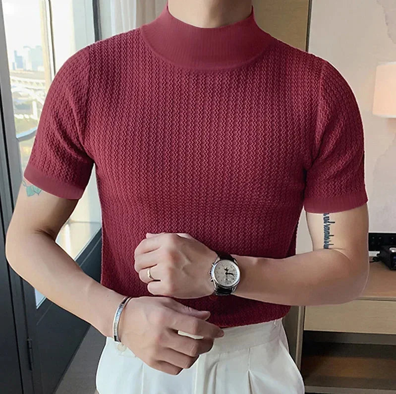 Camiseta Masculina Gola Alta Premium – Elegância Minimalista | VILLTRUM