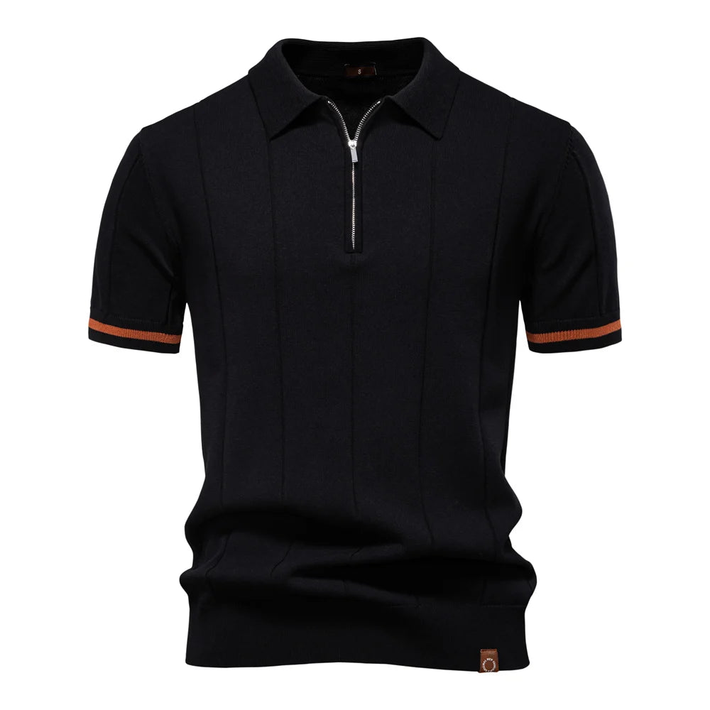 Polo Masculina Premium com Zíper – Elegância Slim Fit  | VILLTRUM