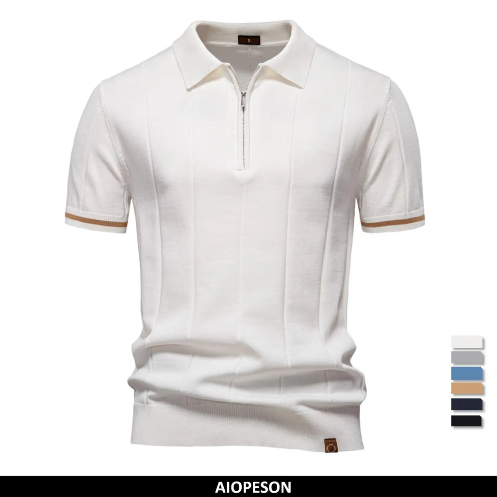 Polo Masculina Premium com Zíper – Elegância Slim Fit  | VILLTRUM