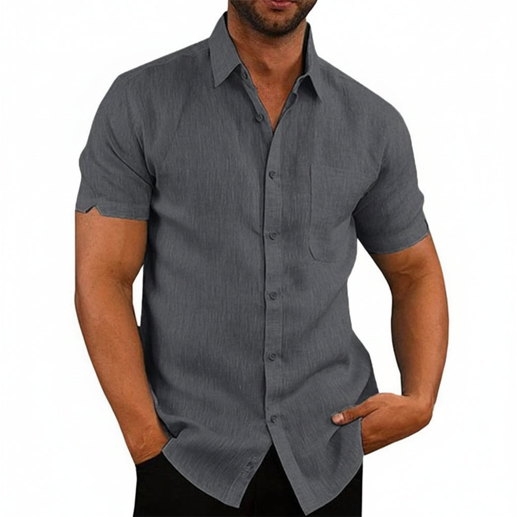 Camisa Masculina Premium em Linho e Algodão – Elegância Casual de Verão | VILLTRUM