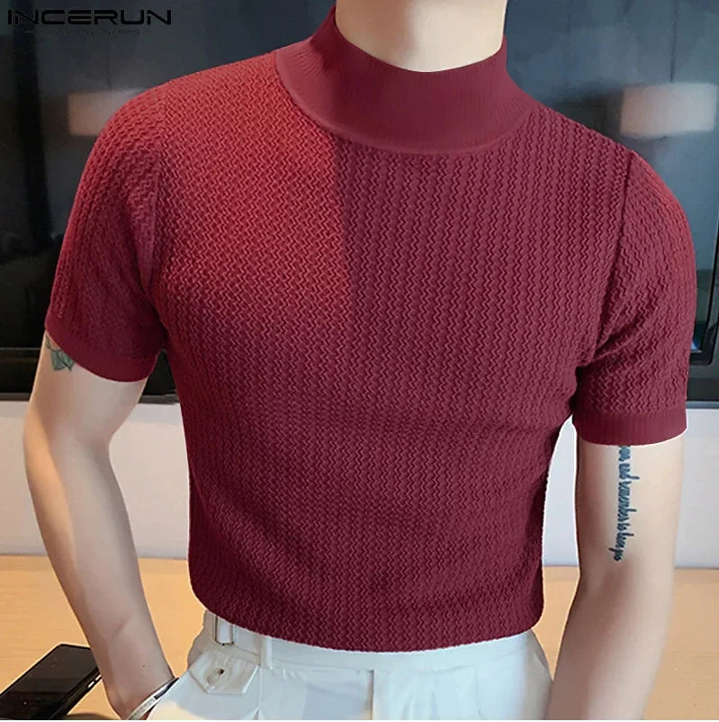 Camiseta Masculina Gola Alta Premium – Elegância Minimalista | VILLTRUM