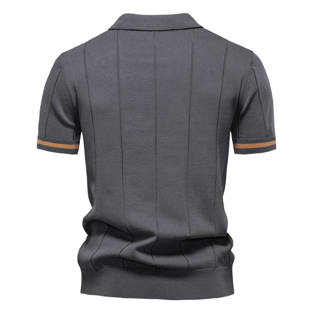 Polo Masculina Premium com Zíper – Elegância Slim Fit  | VILLTRUM