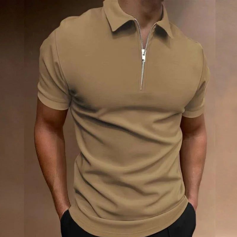 Polo Masculina Premium com Zíper – Elegância Casual de Verão | VILLTRUM