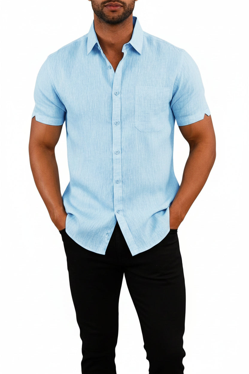 Camisa Masculina Premium em Linho e Algodão – Elegância Casual de Verão | VILLTRUM
