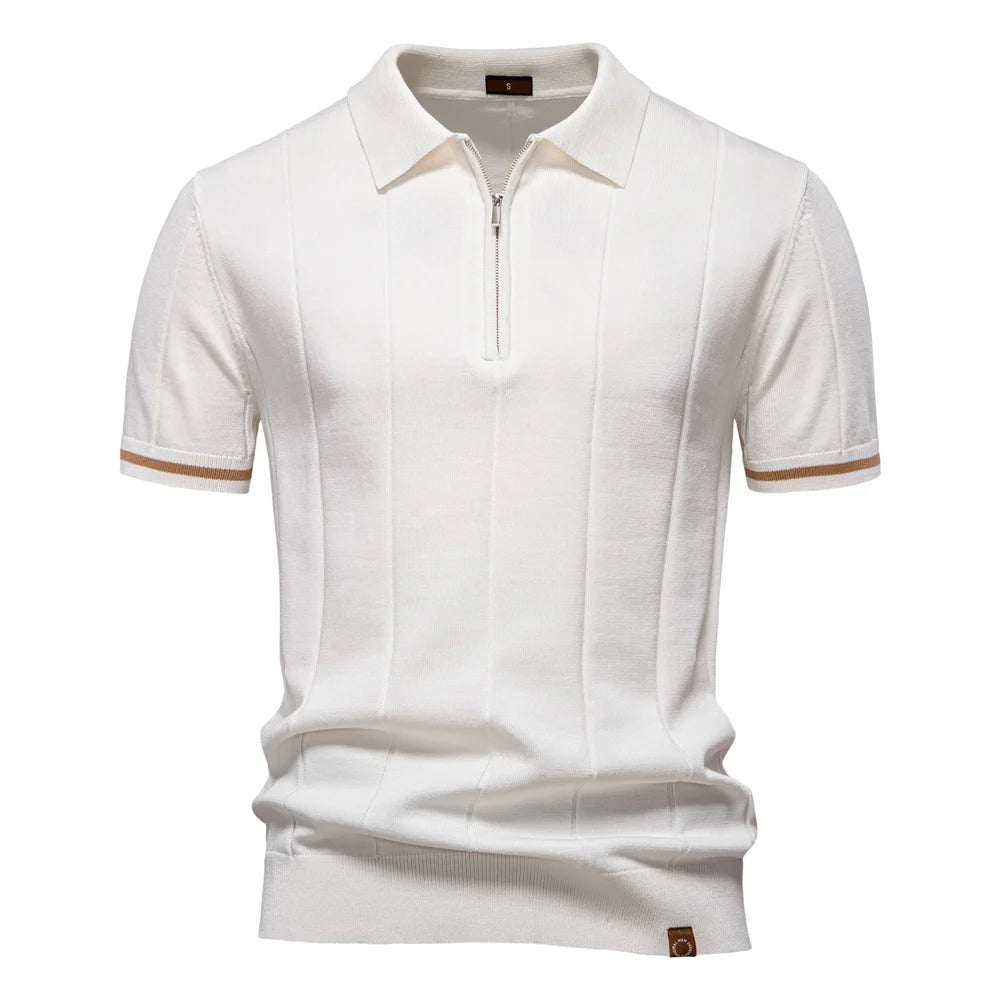 Polo Masculina Premium com Zíper – Elegância Slim Fit  | VILLTRUM