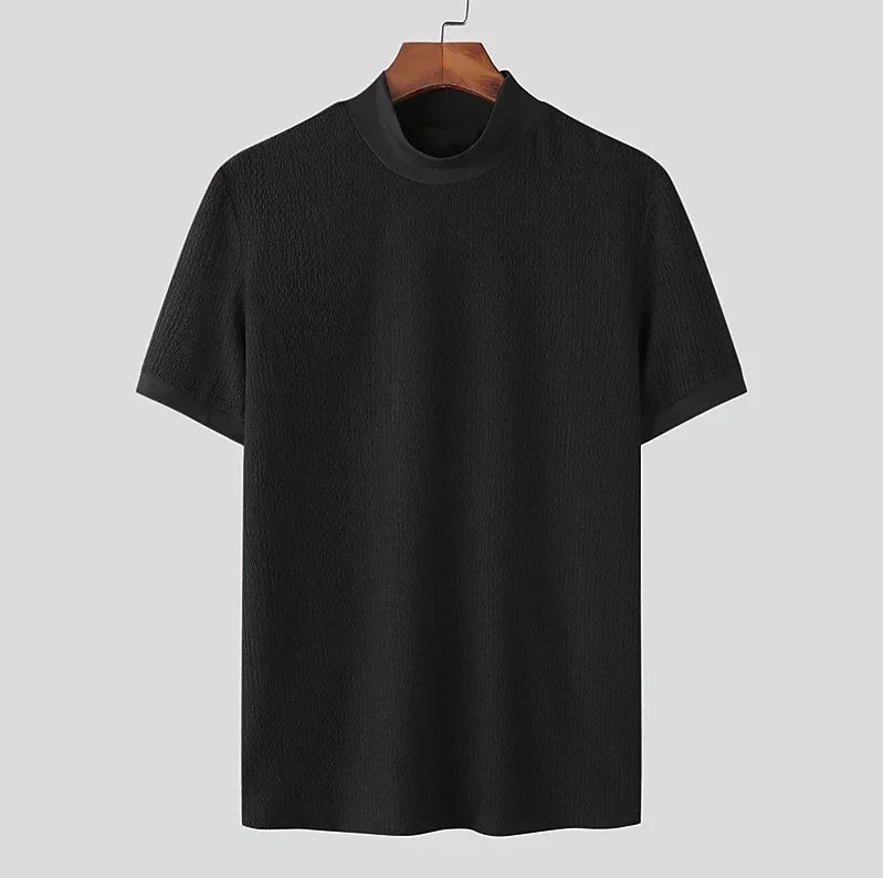 Camiseta Masculina Gola Alta Premium – Elegância Minimalista | VILLTRUM