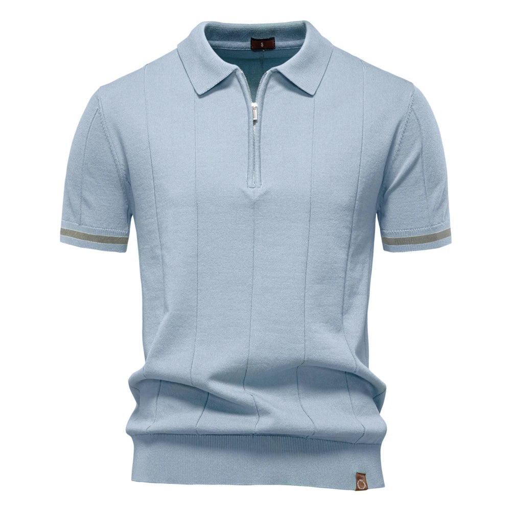Polo Masculina Premium com Zíper – Elegância Slim Fit  | VILLTRUM