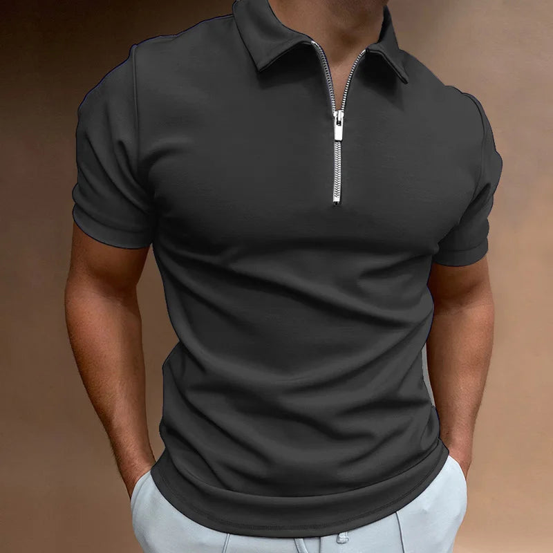 Polo Masculina Premium com Zíper – Elegância Casual de Verão | VILLTRUM