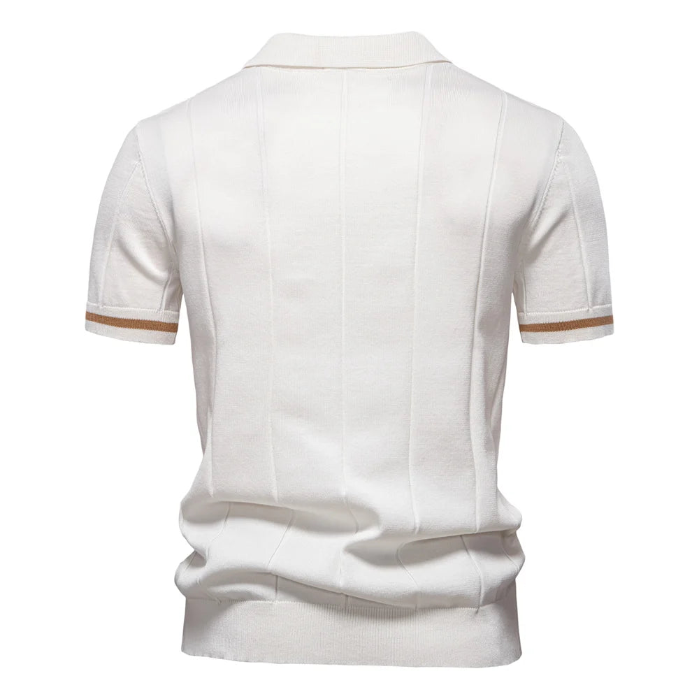 Polo Masculina Premium com Zíper – Elegância Slim Fit  | VILLTRUM