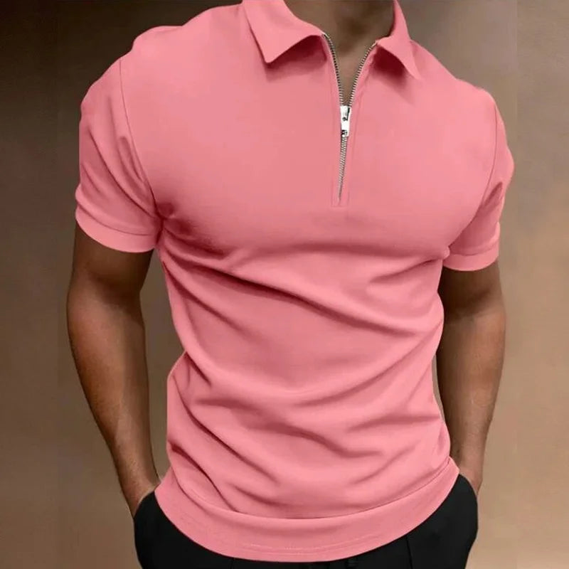Polo Masculina Premium com Zíper – Elegância Casual de Verão | VILLTRUM
