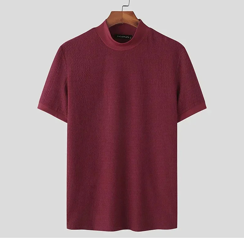 Camiseta Masculina Gola Alta Premium – Elegância Minimalista | VILLTRUM
