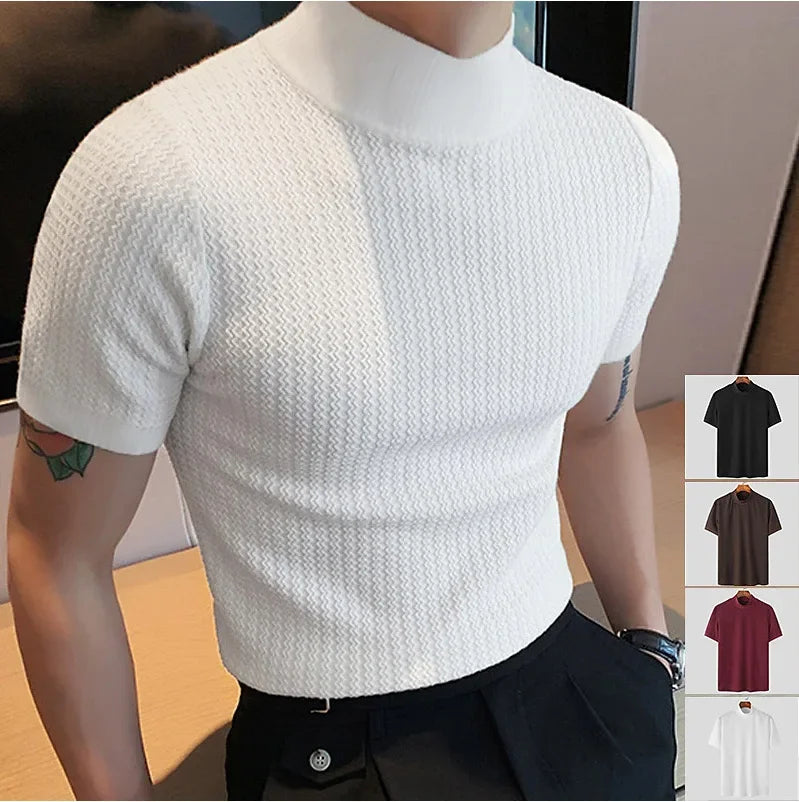 Camiseta Masculina Gola Alta Premium – Elegância Minimalista | VILLTRUM