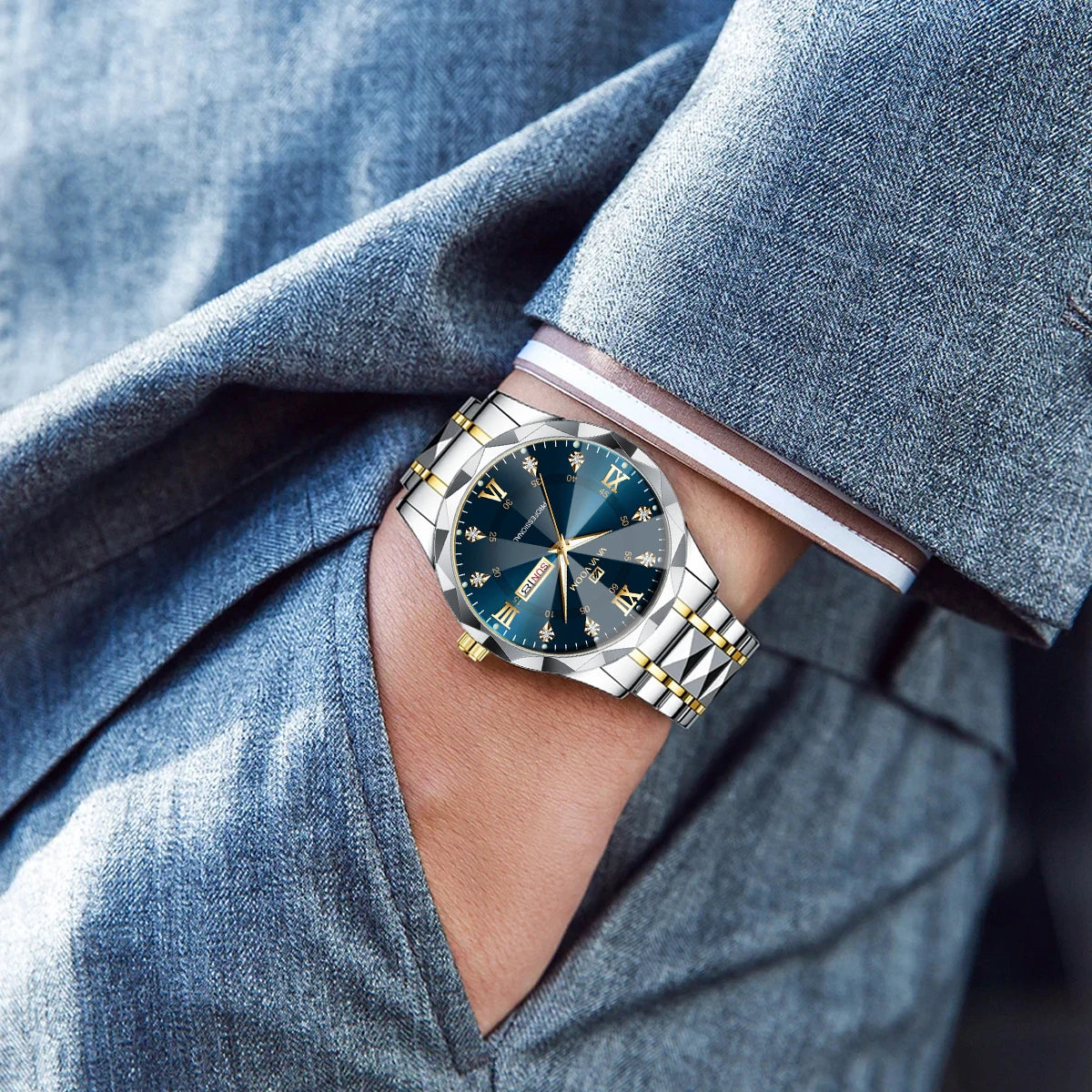 Relógio VILLTRUM Monarch Blue – Diamond Steel Luxury
