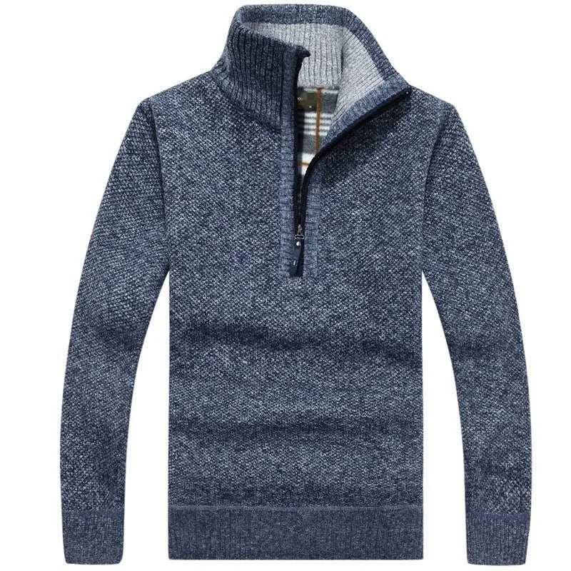 Suéter Masculino VILLTRUM – Gola Alta Half Zipper Fleece Premium