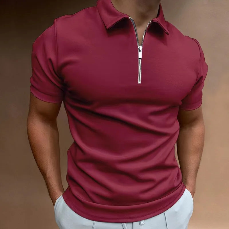 Polo Masculina Premium com Zíper – Elegância Casual de Verão | VILLTRUM