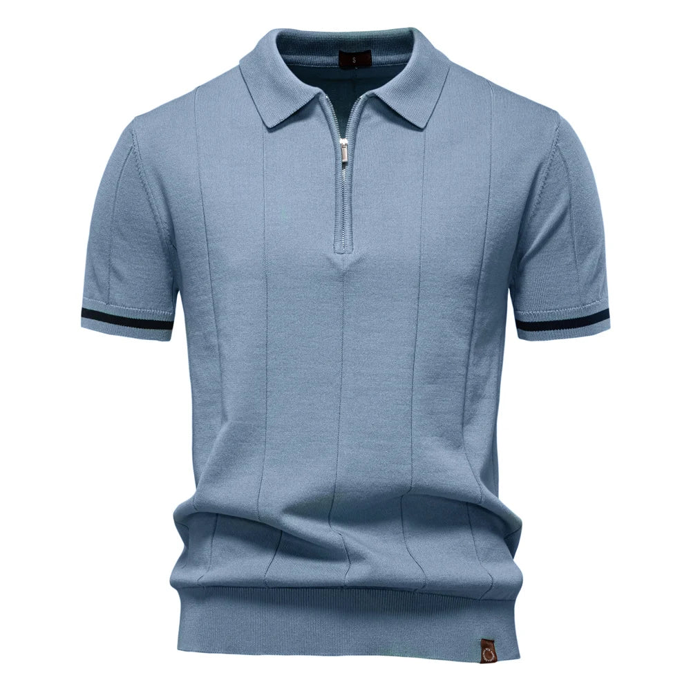 Polo Masculina Premium com Zíper – Elegância Slim Fit  | VILLTRUM