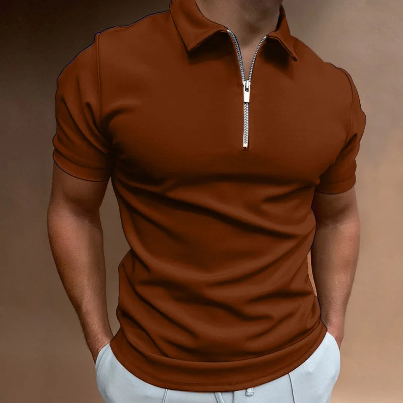 Polo Masculina Premium com Zíper – Elegância Casual de Verão | VILLTRUM