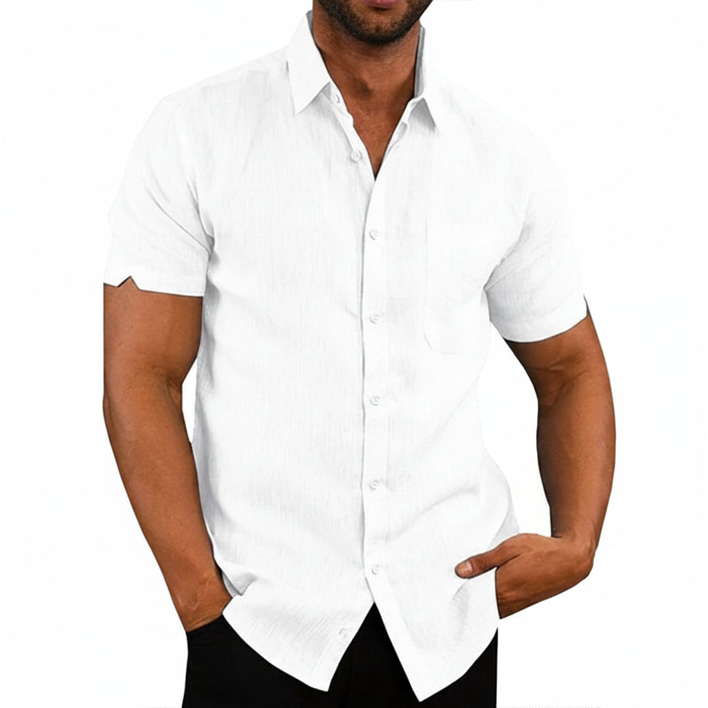 Camisa Masculina Premium em Linho e Algodão – Elegância Casual de Verão | VILLTRUM