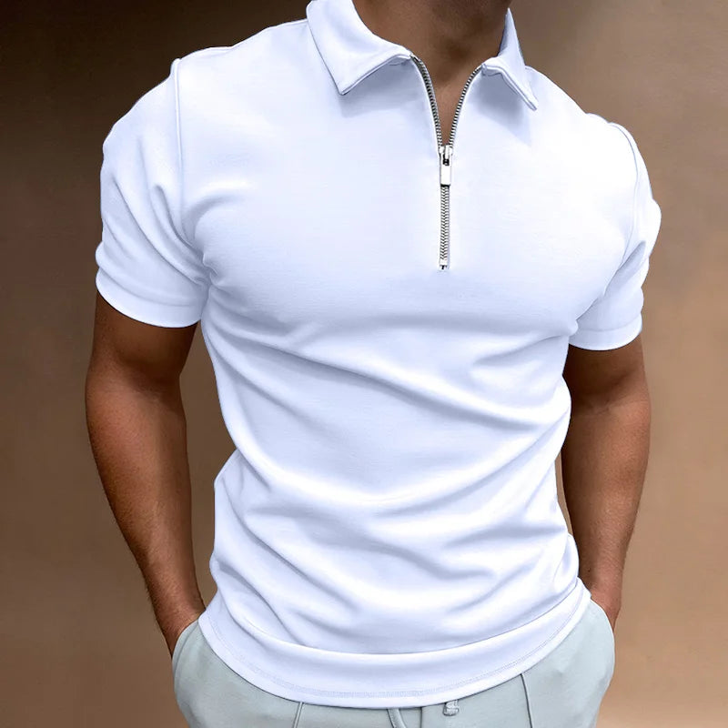 Polo Masculina Premium com Zíper – Elegância Casual de Verão | VILLTRUM