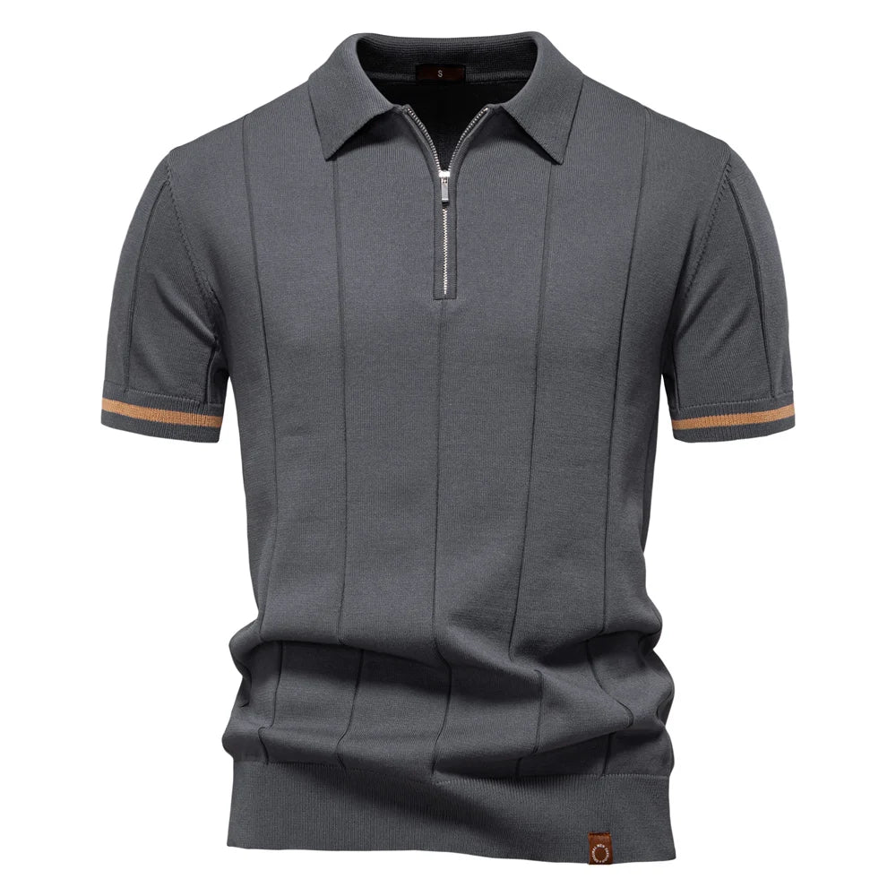 Polo Masculina Premium com Zíper – Elegância Slim Fit  | VILLTRUM