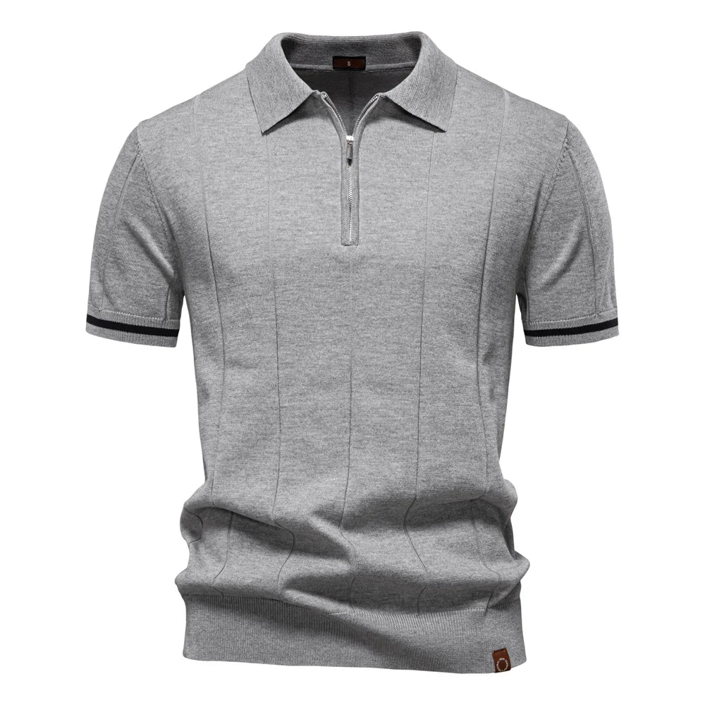 Polo Masculina Premium com Zíper – Elegância Slim Fit  | VILLTRUM