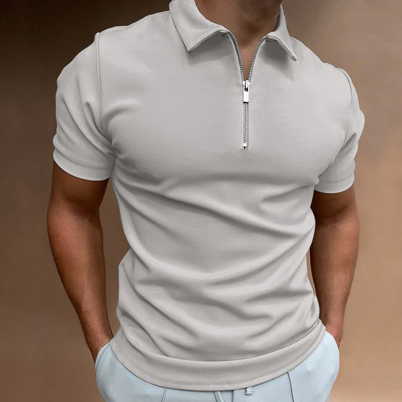 Polo Masculina Premium com Zíper – Elegância Casual de Verão | VILLTRUM