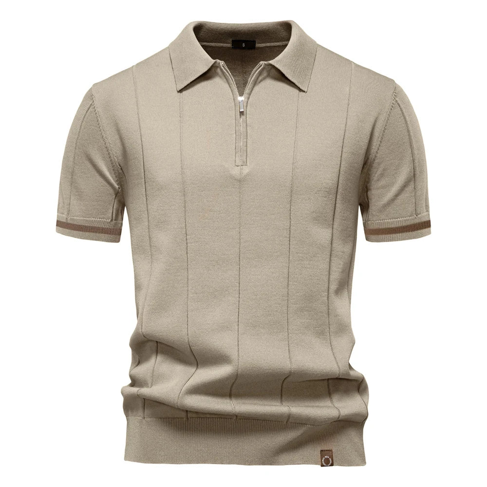 Polo Masculina Premium com Zíper – Elegância Slim Fit  | VILLTRUM