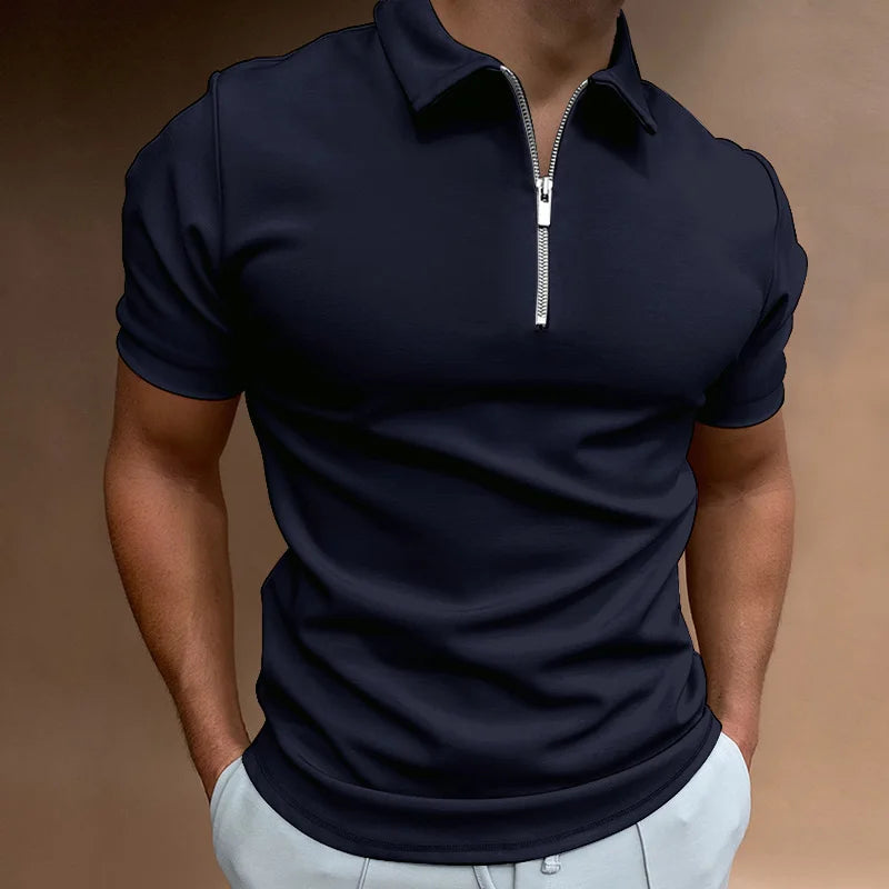 Polo Masculina Premium com Zíper – Elegância Casual de Verão | VILLTRUM