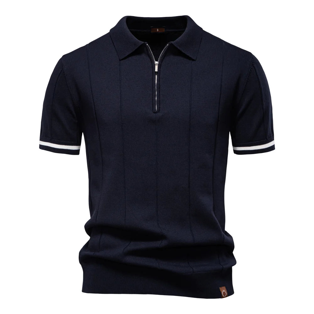 Polo Masculina Premium com Zíper – Elegância Slim Fit  | VILLTRUM