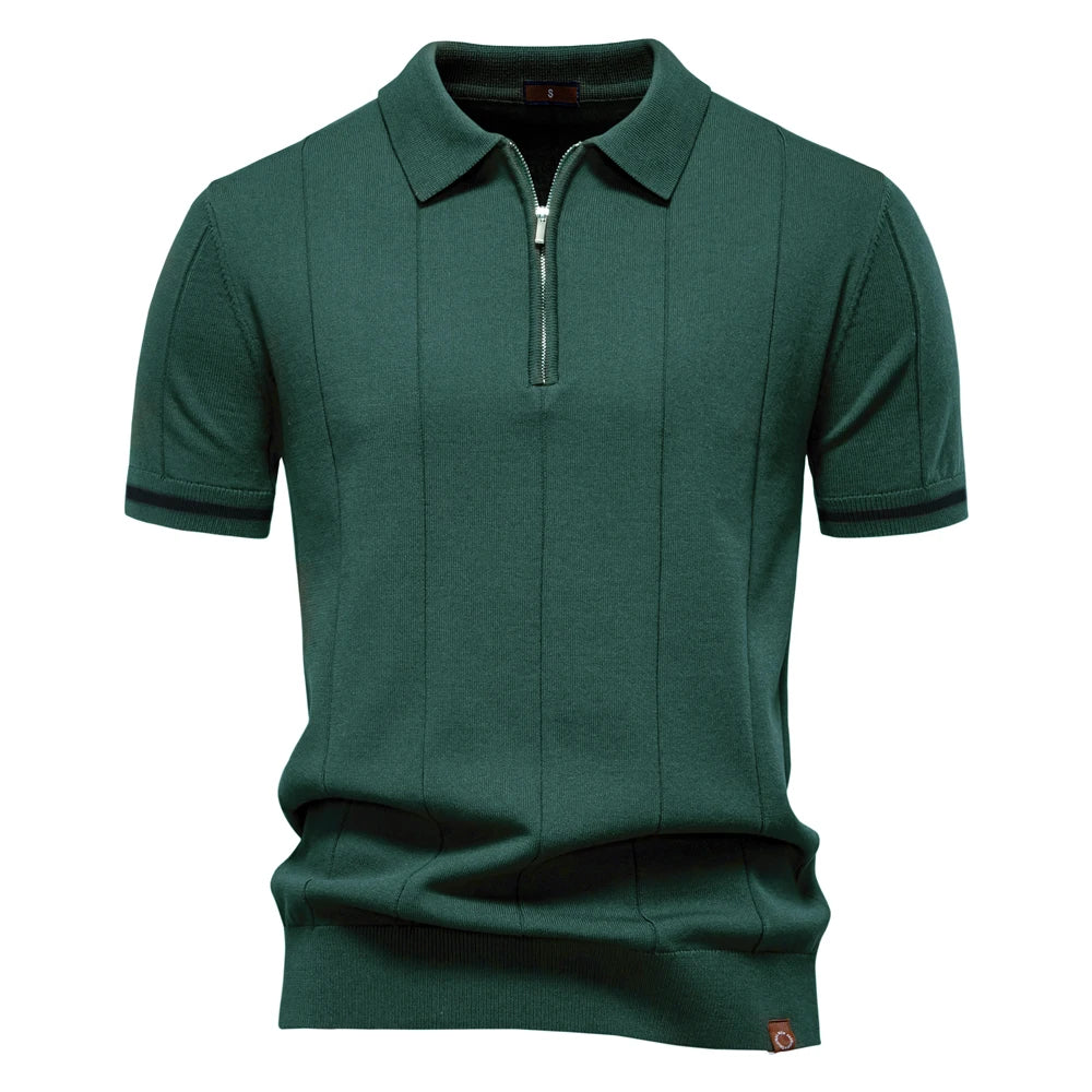 Polo Masculina Premium com Zíper – Elegância Slim Fit  | VILLTRUM