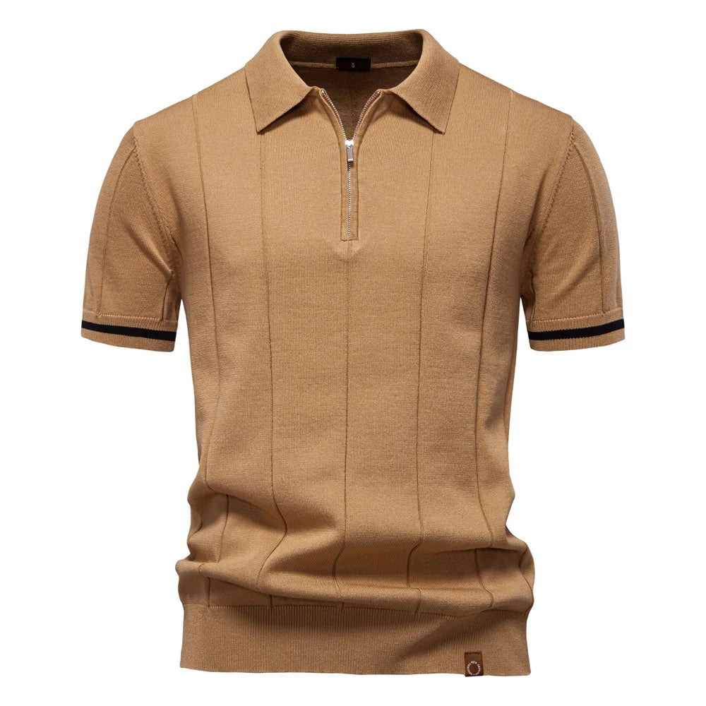 Polo Masculina Premium com Zíper – Elegância Slim Fit  | VILLTRUM