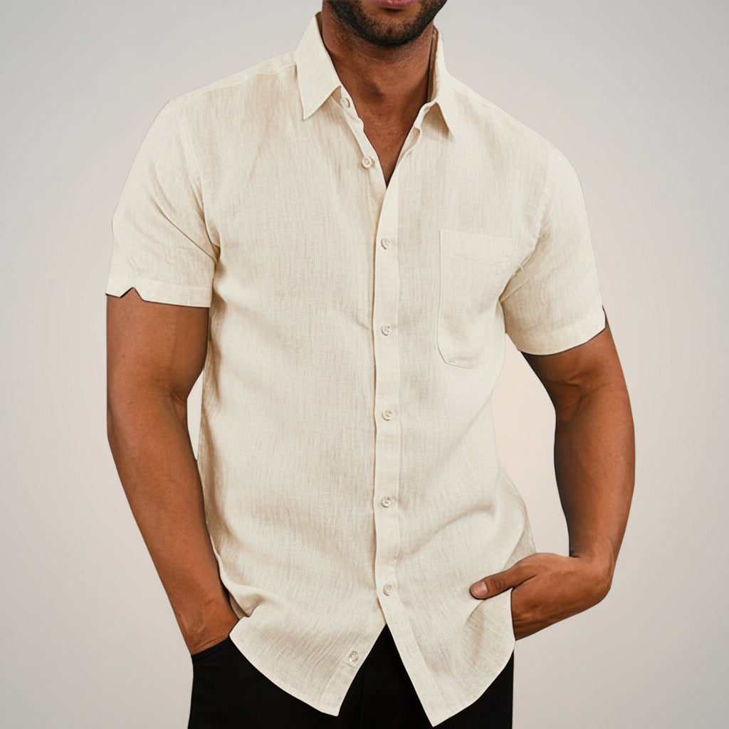Camisa Masculina Premium em Linho e Algodão – Elegância Casual de Verão | VILLTRUM